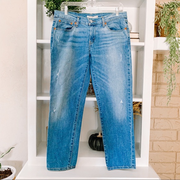 Levi's Denim - Levi’s Distressed Zip Fly High Rise Medium Wash Boyfriend Jeans